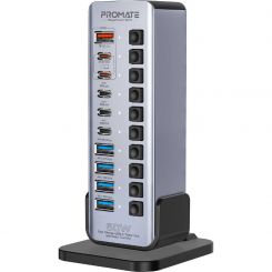 USB-хаб Promate GegaTower-60w USB Type-C Grey 