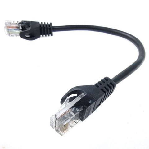 Патч-корд литой EServer UTP, RJ45, Cat.5e, 0,25m, черный (CORD-0.25M-BLACK)