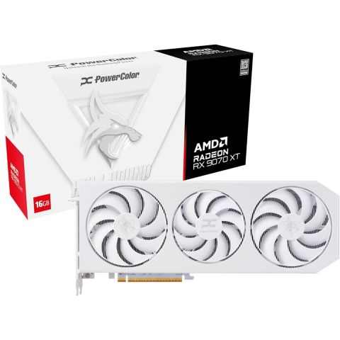 Видеокарта AMD Radeon RX 9070 XT 16GB GDDR6 Hellhound Spectral White PowerColor (RX9070XT 16G-L/OC/WHITE)