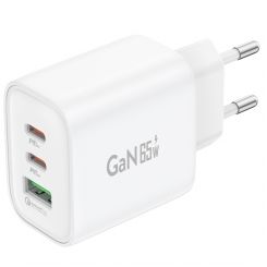 Зарядное устройство Foneng GaN10 (1хUSB, 2хUSB-C) 65W White (GaN10-EU-CH-TC-W) + кабель USB Type-C