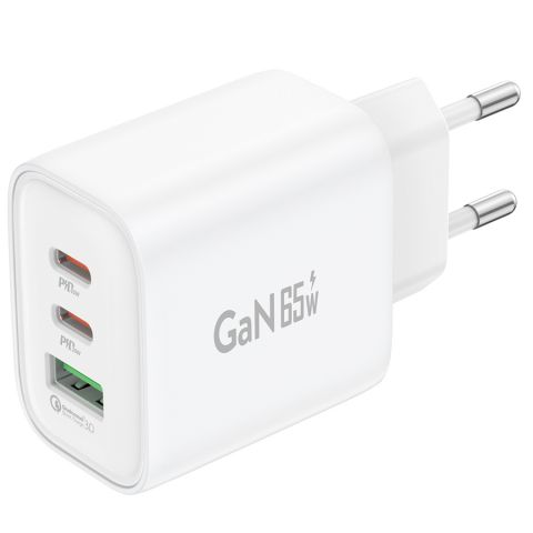 Зарядное устройство Foneng GaN10 (1хUSB, 2хUSB-C) 65W White (GaN10-EU-CH-TC-W) + кабель USB Type-C