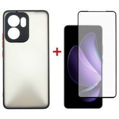 Чeхол-накладка Dengos для Oppo Reno 13F Black Full Glue (DG-KM-149) + защитное стекло