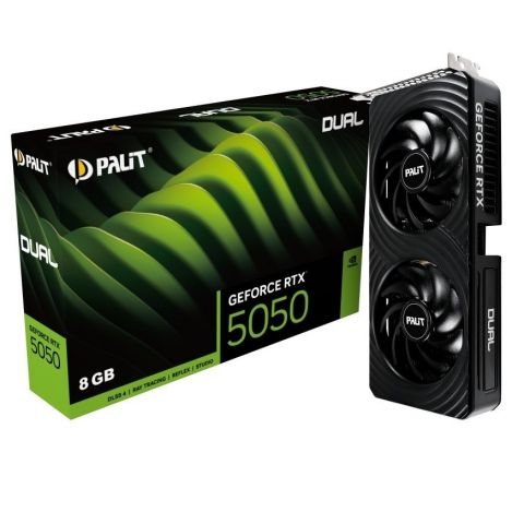Видеокарта GF RTX 5050 8GB GDDR6 Dual Palit (NE65050019P1-GB2070D) Видеокарта GF RTX 5050 8GB GDDR6 Dual Palit (NE65050019P1-GB2070D)