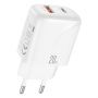 Зарядний пристрій XO L158 (USB, USB-С, 3A) 20W White