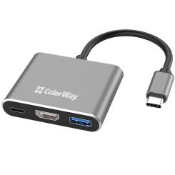 USB-хаб СolorWay USB Type-C 3-в-1 (CW-HUB08) USB-хаб СolorWay USB Type-C 3-в-1 (CW-HUB08)