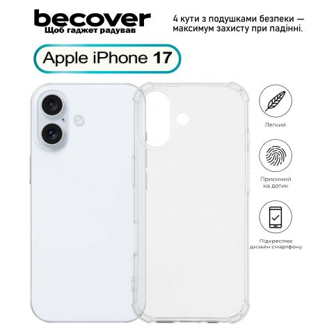 Чeхол-накладка BeCover Anti-Shock для Apple iPhone 17 Clear (713793)