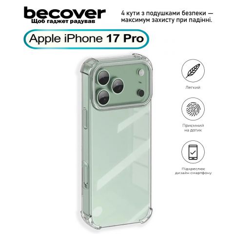 Чeхол-накладка BeCover Anti-Shock для Apple iPhone 17 Pro Clear (713797) Чeхол-накладка BeCover Anti-Shock для Apple iPhone 17 Pro Clear (713797)