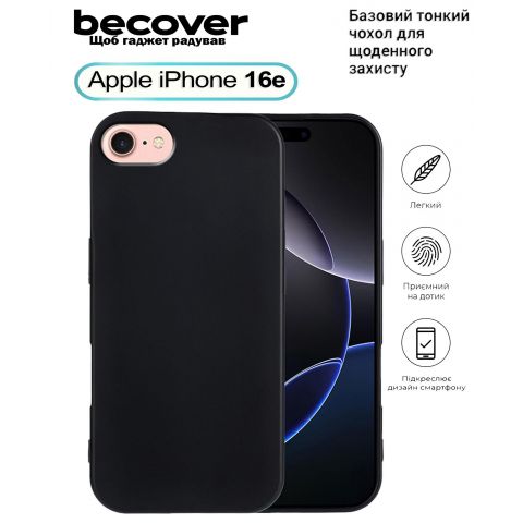 Чeхол-накладка BeCover для Apple iPhone 16e Black (713238) Чeхол-накладка BeCover для Apple iPhone 16e Black (713238)