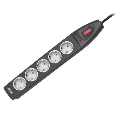 Сетевой фильтр 2E 5хSchuko, 10 м, черный (2E-SP515M10BK)