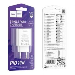 Сетевое зарядное устройство Hoco C143A (1USB-C, 3А) 20W White (6942007652063)