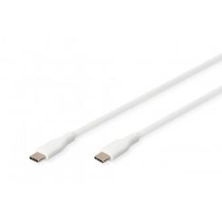 Кабель для зарядки USB-C, USB-C - USB-C 1 м, USB 2.0, 60W, силиконовый, белый AK-300341-010-W DIGITUS by ASSMANN