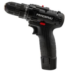 Аккумуляторный шуруповерт Pracmanu (черный) НАБОР с насадками + Доп. Аккумулятор 2шт