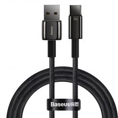 Кабель Baseus Tungsten Gold USB 2.0 to Type-C 66W 1M Черный (CATWJ-B01)