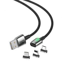 Кабель Baseus Zinc Magnetic Kit Lightning + Type-C + microUSB 2M Черный (TZCAXC-B01)