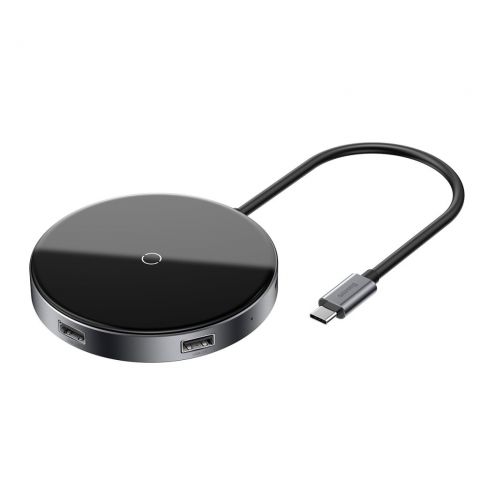Беспроводное ЗУ Baseus Circular Mirror+USB Hub Type-C to USB3.0*1+USB2.0*3+Type-C PD (WXJMY-0G)
