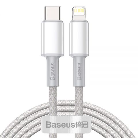 Кабель Baseus High Density Braided Type-C to Lightning PD 20W 2M Белый (CATLGD-A02)