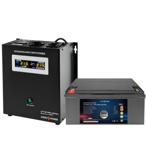Комплект резервного питания для котла LP (LogicPower) ИБП + литиевая (LiFePO4) батарея (UPS W1500VA + АКБ LiFePO4 3000W)