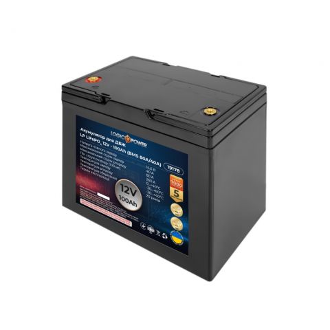 Акумулятор LP LiFePO4 12V - 100 Ah (BMS 80A/40A) пластик
