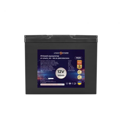 Аккумулятор LP LiFePO4 12V - 100 Ah (BMS 80A/40А) пластик