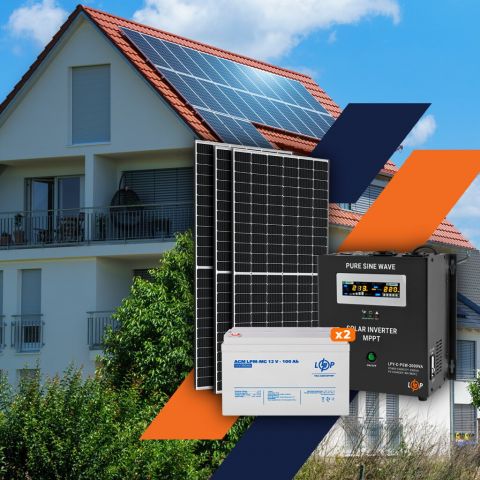 Сонячна електростанція (СЕС) 1.5kW АКБ 2.4kWh (мультигель) 100 Ah Стандарт