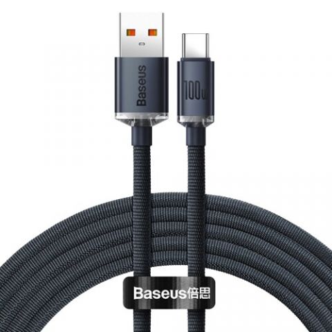 Кабель Baseus Crystal Shine USB 2.0 to Type-C 100W 2M Черный (CAJY000501)