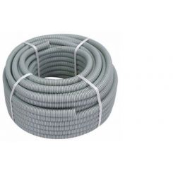 Труба гофрированная гибкая серая 16/12мм (бухта 100м) с протяжкой негорючая (350Н)