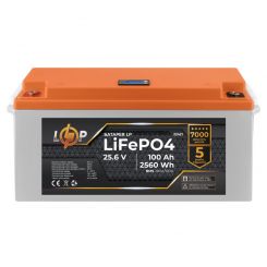 Аккумулятор LP LiFePO4 24V (25,6V) - 100 Ah (2560Wh) (BMS 200/100А) пластик LCD для ИБП