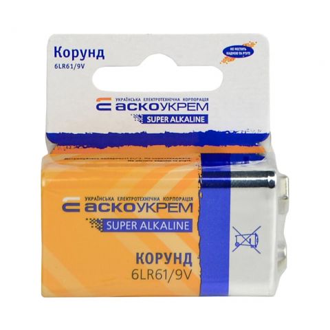 Батарейка щелочная Корунд.6LR61.SC1 (shrink card 1)