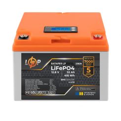 Аккумулятор LP LiFePO4 12,8V - 32 Ah (410Wh) (BMS 50А/25A) пластик LCD