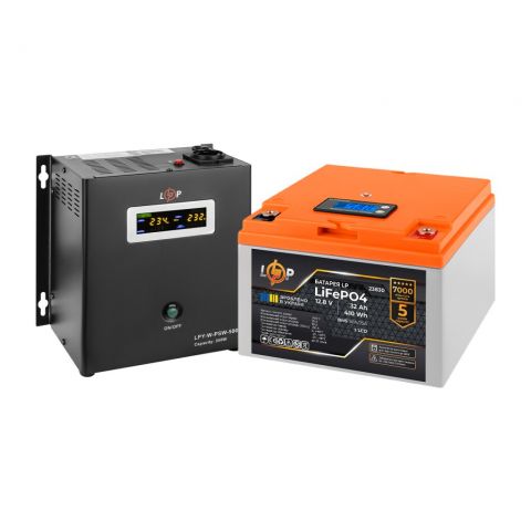 Комплект резервного питания LP (LogicPower) ИБП + литиевая (LiFePO4) батарея (UPS W500+ АКБ LiFePO4 410W)