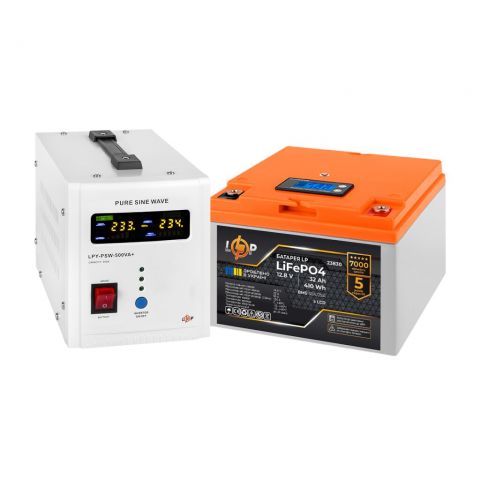 Комплект резервного питания LP (LogicPower) ИБП + литиевая (LiFePO4) батарея (UPS В500+ АКБ LiFePO4 410W)