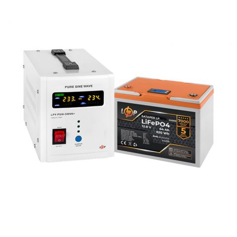 Комплект резервного питания LP (LogicPower) ИБП + литиевая (LiFePO4) батарея (UPS В500+ АКБ LiFePO4 820Wh)