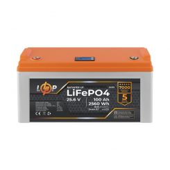 Аккумулятор LP LiFePO4 25,6V - 100 Ah (2560Wh) (BMS 80A/80А) пластик LCD Smart BT