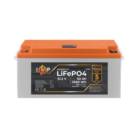 Аккумулятор LP LiFePO4 51,2V - 50 Ah (2560Wh) (BMS 80A/50А) пластик Smart BT