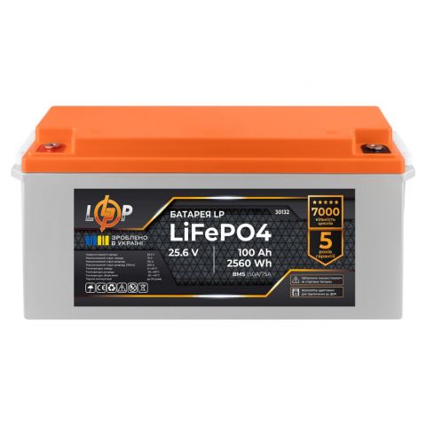 Аккумулятор LP LiFePO4 25,6V - 100 Ah (2560Wh) (BMS 150A/75А) пластик для ИБП
