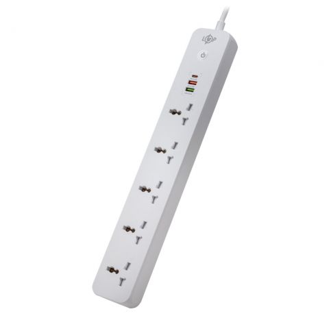Сетевой фильтр (удлинитель) LogicPower (5x220V-2500W, 1xUSB-38W/PD/QC3.0, 1xType-C 20W, 1xUSB 18W)