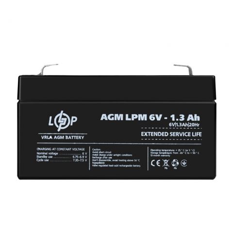 Розпродаж Акумулятор AGM LPM 6V - 1.3 Ah