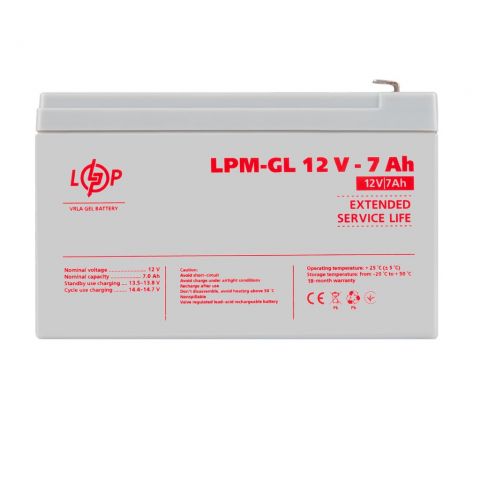 Розпродаж Акумулятор гелевий LPM-GL 12V - 7 Ah