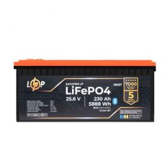 Аккумулятор LP LiFePO4 25,6V - 230 Ah (5888Wh) (BMS 200A/100А) пластик Smart BT