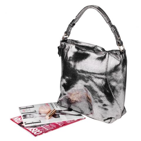 Кожаная женская сумка Realer 2032-1 античное серебро