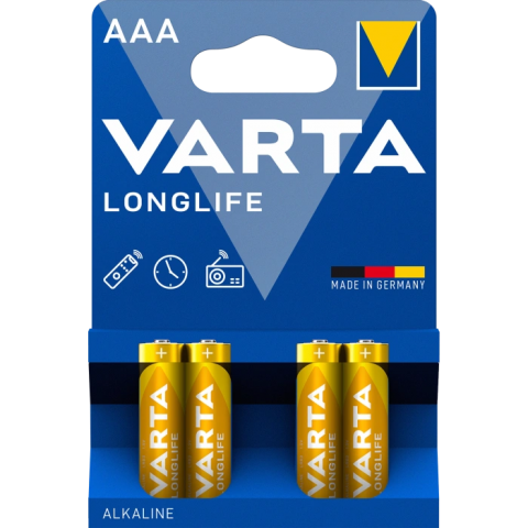 Батарейки VARTA AAA LONGLIFE ALKALINE (BLI 4)