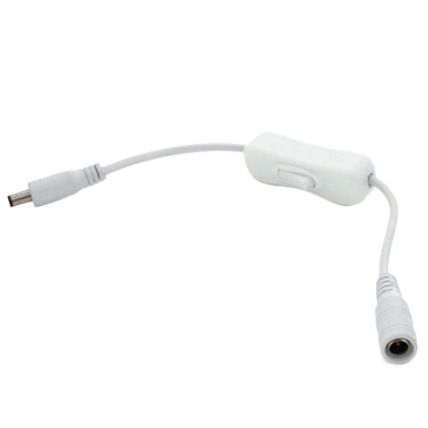 Удлинитель питания с выключателем DC-F => DC-M (D 5,5x2,5мм) White