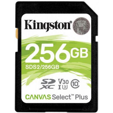 Карта памяти KINGSTON 256GB SDXC Canvas Select Plus 100R C10 UHS-I U3 V30 (3694821)