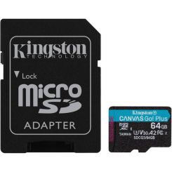 Карта пам'яті KINGSTON 64GB microSDXC Canvas Go Plus 170R A2 U3 V30 Card + ADP (SDCG3/64GB)