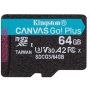 Карта памяти KINGSTON 64GB microSDXC Canvas Go Plus 170R A 2 U3 V30 Single Pack w/o ADP (3706134)