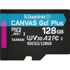 Карта пам'яті KINGSTON 128GB microSDXC Canvas Go Plus 170R A2 U3 V30 Single Pack w/o ADP (SDCG3/128GBSP)