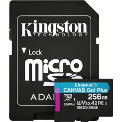 Карта пам'яті KINGSTON 256GB microSDXC Canvas Go Plus 170R A2 U3 V30 Card+ADP (SDCG3/256GB)