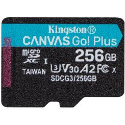 Карта пам'яті KINGSTON 256GB microSDXC Canvas Go Plus 170R A2 U3 V30 Single Pack w/o ADP (SDCG3/256GBSP)